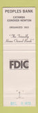 Matchbook Cover - Peoples Bank Catawba Conover Newton NC Full Length