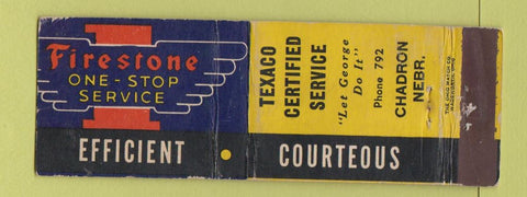 Matchbook Cover - Texaco oil gas Chadron NE low phone # WEAR