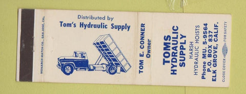Matchbook Cover - Toms Hydraulic Supply Elk Grove CA