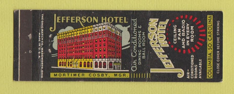Matchbook Cover - Jefferson Hotel Columbia SC