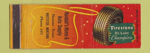 Matchbook Cover - Firestone Tires Randall's Texaco oil gas Whitefish MT