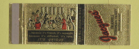 Matchbook Cover - Jacques' Restaurant Anaheim CA