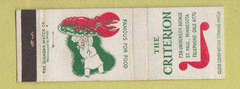 Matchbook Cover - Criterion Restaurant St Paul MN lobster
