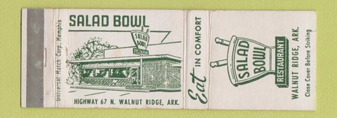 Matchbook Cover - Salad Bowl Restaurant Walnut Ridge AR WEAR