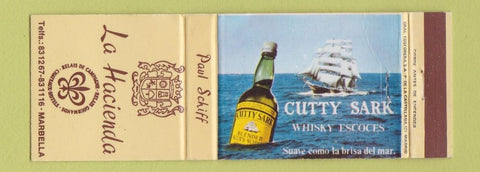 Matchbook Cover - Cutty Sark Whisky LA Hacienda Marbella Spain WEAR