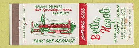 Matchbook Cover - Bella Napoli Restaurant Italian Oakland CA WEAR