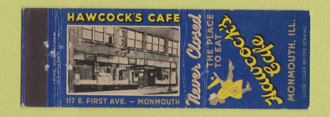 Matchbook Cover - Howcock's Cafe Monmouth IL