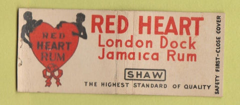 Matchbook Cover - Red Heart Jamaica Rum BOBTAIL