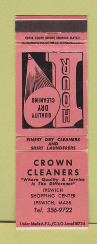 Matchbook Cover - Crown Cleaners Ipswich MA WEAR