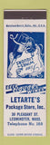 Matchbook Cover - Letarte's Package Liquor Leominster MA low phone #
