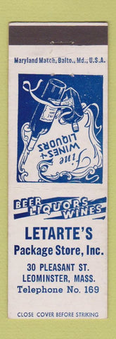 Matchbook Cover - Letarte's Package Liquor Leominster MA low phone #