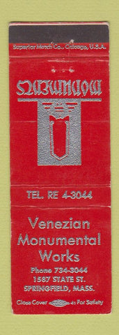 Matchbook Cover - Venezian Monumental Works Springfield MA