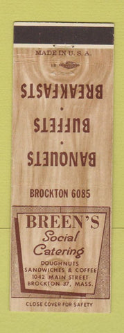 Matchbook Cover - Breen's Social Catering Brockton MA