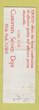 Matchbook Cover - UPACO Adhesives Union Paste Hyde Park MA