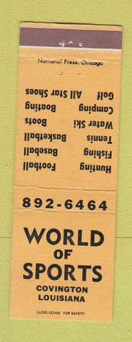 Matchbook Cover - World of Sportings Sporting Goods Covington LA