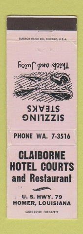 Matchbook Cover - Claiborne Hotel Courts Homer LA WORN