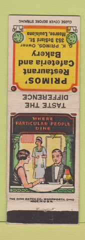 Matchbook Cover - Primos' Restaurant Monroe LA