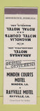 Matchbook Cover - Minden Courts Motel LA Rayville LA Arkadelphia Magnolia AR