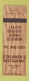 Matchbook Cover - Stalnaker's Restaurant Tioga LA