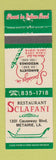 Matchbook Cover - Restaurant Scalfani Italian Metairie LA