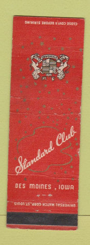 Matchbook Cover - Standard Club Des Moines IA