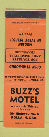 Matchbook Cover - Buzz's Motel Rolla ND