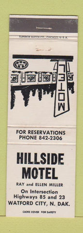 Matchbook Cover - Hillside Motel Watford City ND WEAR