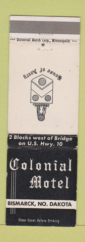 Matchbook Cover - Colonial Motel Bismarck ND WEAR