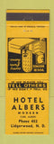 Matchbook Cover - Hotel Albers Lidgerwood ND low phone #