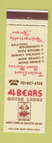 Matchbook Cover - 4 Bears Motor Lodge New Town ND