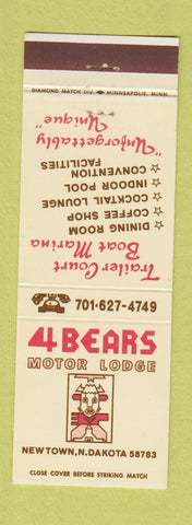 Matchbook Cover - 4 Bears Motor Lodge New Town ND