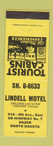 Matchbook Cover - Lindell Motel Hazen ND WORN