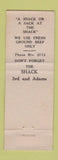Matchbook Cover - The Shack Spokane WA hamburgers