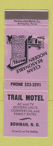 Matchbook Cover - Trail Motel Bowman ND