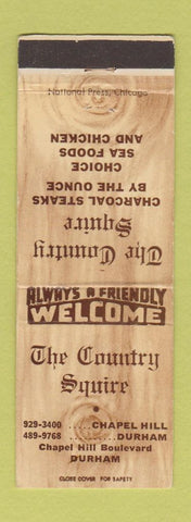 Matchbook Cover - The Country Squire Restaurant Chapel Hill Durham NC