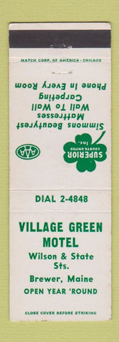 Matchbook Cover - Village Green Motel Brewer ME
