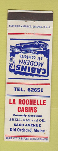 Matchbook Cover - La Rochelle Cabins Old Orchard ME Shell oil gas