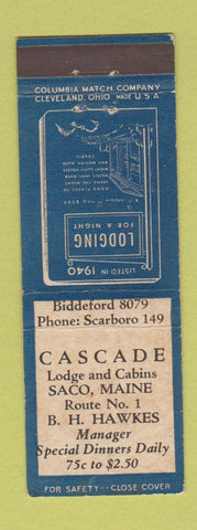 Matchbook Cover - Cascade Lodge Cabins Saco ME