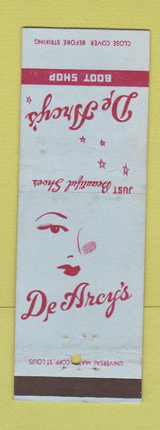 Matchbook Cover - De Arcy's Boot Shop shoes girlie Des Moines IA