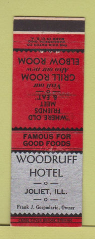 Matchbook Cover - Woodruff Hotel Joliette IL