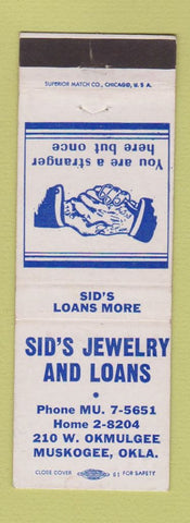 Matchbook Cover - Sid's Jewelry Loans Muskogee OK