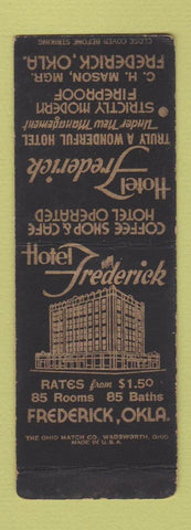 Matchbook Cover - Hotel Frederick OK SAMPLE WORN