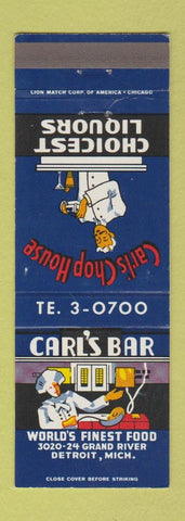 Matchbook Cover - Carl's Bar Chop House Detroit MI