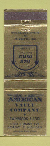 Matchbook Cover - American Vault Company Detroit MI