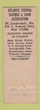 Matchbook Cover - Atlantic Federal Savings Fort Lauderdale FL