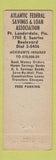 Matchbook Cover - Atlantic Federal Savings Fort Lauderdale FL