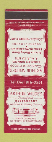 Matchbook Cover - Arthur Wilde's Restaurant Golden Beach FL