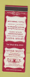 Matchbook Cover - Arthur Wilde's Restaurant Golden Beach FL