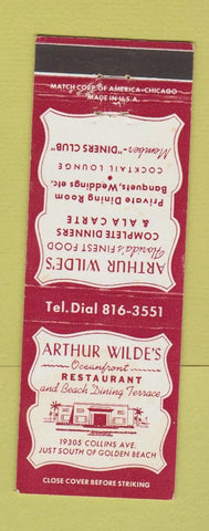 Matchbook Cover - Arthur Wilde's Restaurant Golden Beach FL