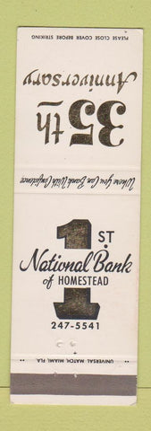 Matchbook Cover - 1st National Bank Homestead FL 35th